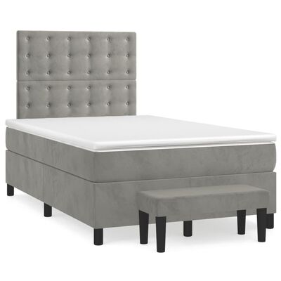 vidaXL Box spring postel s matrací světle šedá 120x190 cm samet