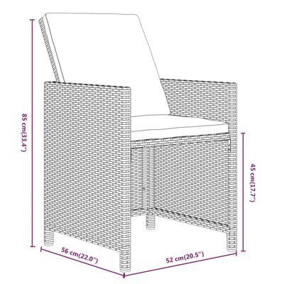 vidaXL 19dílný zahradní jídelní set s poduškami polyratan černý