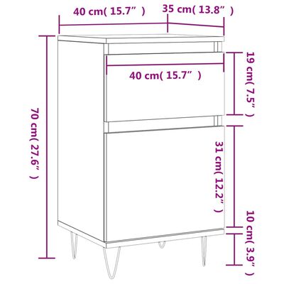 vidaXL Příborníky 2 ks betonově šedé 40 x 35 x 70 cm kompozitní dřevo