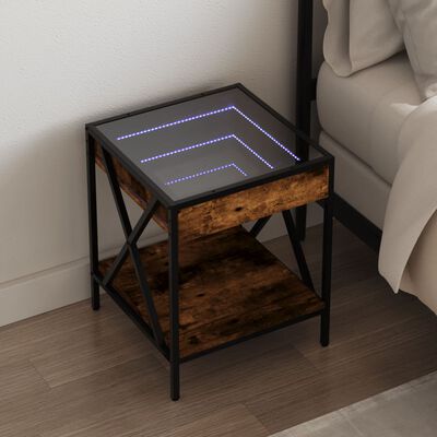 vidaXL Noční stolek s Infinity LED kouřový dub 40 x 40 x 49 cm