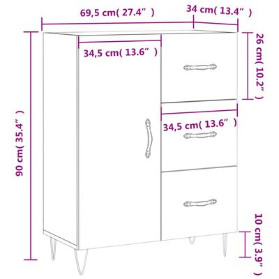 vidaXL Příborník kouřový dub 69,5 x 34 x 90 cm kompozitní dřevo