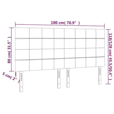 vidaXL Čelo postele s LED tmavě hnědé 180x5x118/128 cm textil