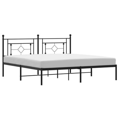 vidaXL Kovový rám postele s čelem černý 183 x 213 cm