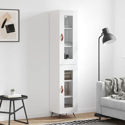 vidaXL Skříň highboard bílá s vysokým leskem 34,5x34x180 cm kompozit