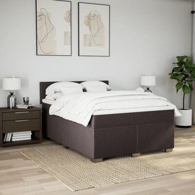 vidaXL Box spring postel s matrací tmavě hnědá 140x200 cm textil