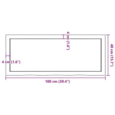 vidaXL Stolní deska tmavě hnědá 100x40x(2-4)cm ošetřený masivní dub