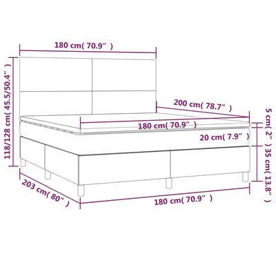 vidaXL Box spring postel s matrací tmavě šedá 180x200 cm textil