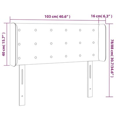 vidaXL Čelo postele s LED tmavě modré 103 x 16 x 78/88 cm samet