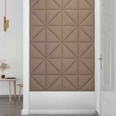 vidaXL Nástěnné panely 12 ks cappuccino 30 x 30 cm umělá kůže 0,54 m²