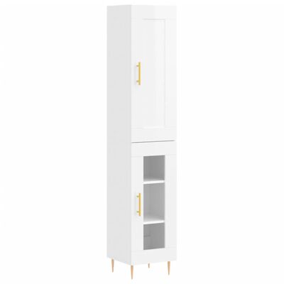 vidaXL Skříň highboard bílá s vysokým leskem 34,5x34x180 cm kompozit