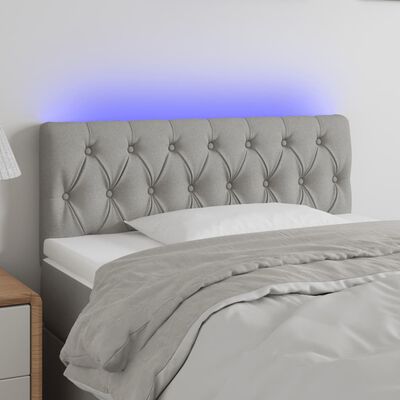 vidaXL Čelo postele s LED světle šedé 90 x 7 x 78/88 cm textil
