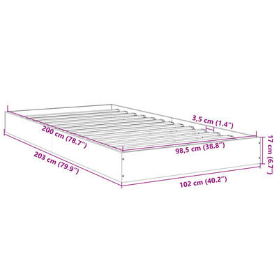 vidaXL Rám postele bez matrace kouřový dub 100x200 cm kompozitní dřevo