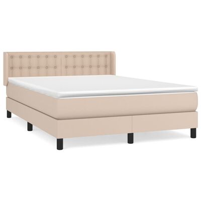 vidaXL Box spring postel s matrací cappuccino 140x200 cm umělá kůže