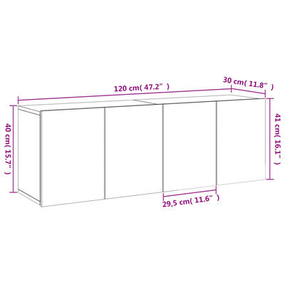 vidaXL TV skříňky nástěnné 2 ks šedé sonoma 60 x 30 x 41 cm