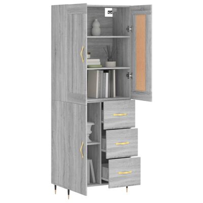 vidaXL Skříň highboard šedá sonoma 69,5 x 34 x 180 cm kompozitní dřevo