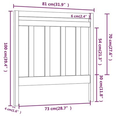 vidaXL Čelo postele černé 81 x 4 x 100 cm masivní borovice