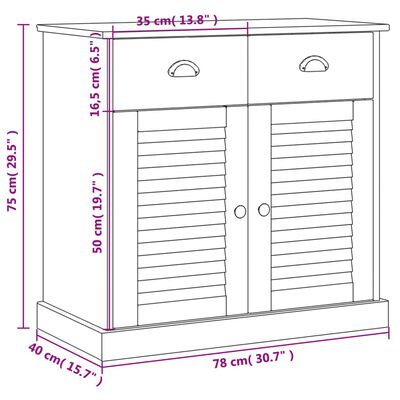 vidaXL Příborník se zásuvkami VIGO 78x40x75 cm masivní borové dřevo