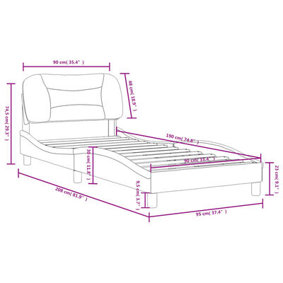 vidaXL Rám postele s čelem černý 90x190 cm umělá kůže