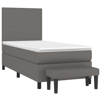 vidaXL Box spring postel s matrací šedá 90x190 cm umělá kůže