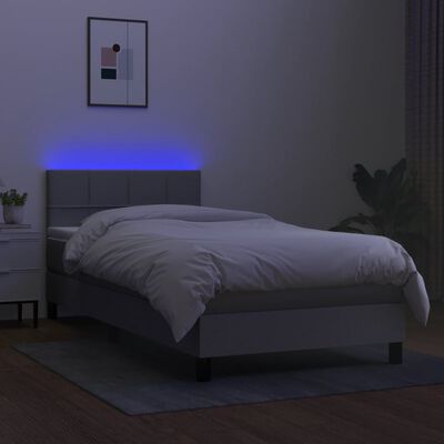 vidaXL Box spring postel s matrací a LED světle šedá 80x200 cm textil