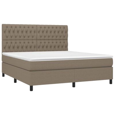 vidaXL Box spring postel s matrací a LED taupe 180x200 cm textil