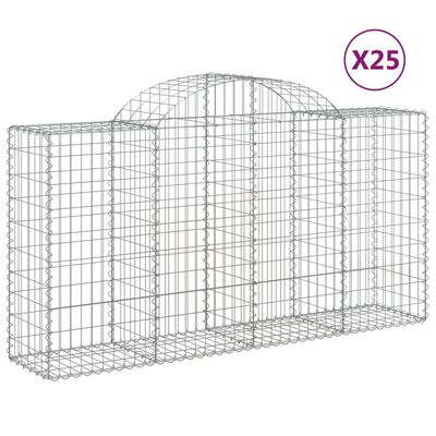 vidaXL Klenuté gabionové koše 25ks 200x50x100/120cm pozinkované železo