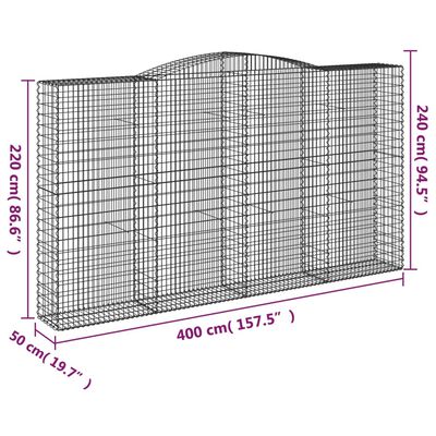 vidaXL Klenuté gabionové koše 15ks 400x50x220/240cm pozinkované železo