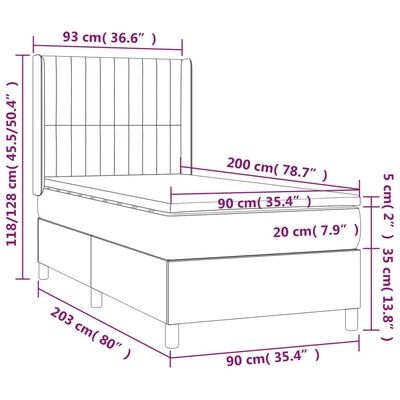 vidaXL Box spring postel s matrací a LED černá 90x200 cm samet