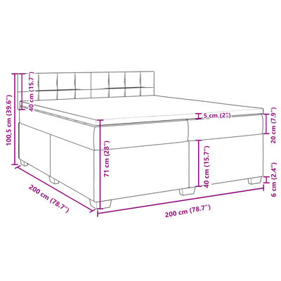 vidaXL Box spring postel s matrací světle šedá 200x200 cm samet