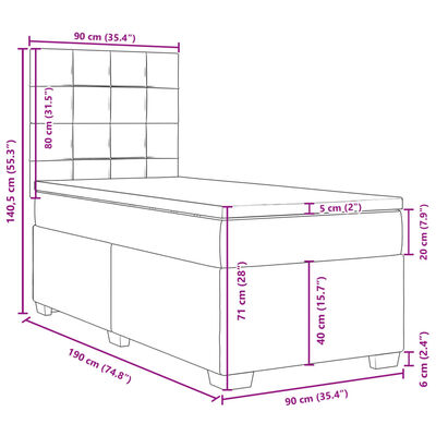 vidaXL Box spring postel s matrací tmavě šedá 90x190 cm samet