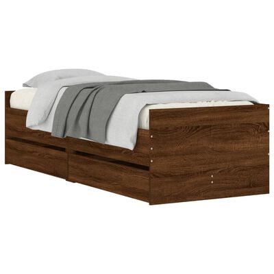 vidaXL Rám postele se zásuvkami hnědý dub 75 x 190 cm Small Single