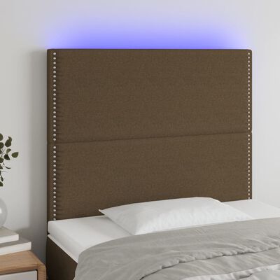 vidaXL Čelo postele s LED tmavě hnědé 100x5x118/128 cm textil