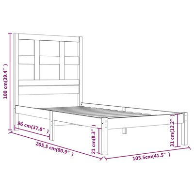 vidaXL Rám postele medově hnědý masivní borovice 100 x 200 cm