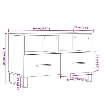 vidaXL TV skříňka bílá s vysokým leskem 80x36x50 cm kompozitní dřevo