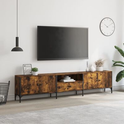 vidaXL TV skříňka se zásuvkou kouřový dub 200x25x44cm kompozitní dřevo