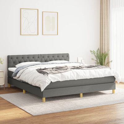 vidaXL Box spring postel s matrací tmavě šedá 160x200 cm textil