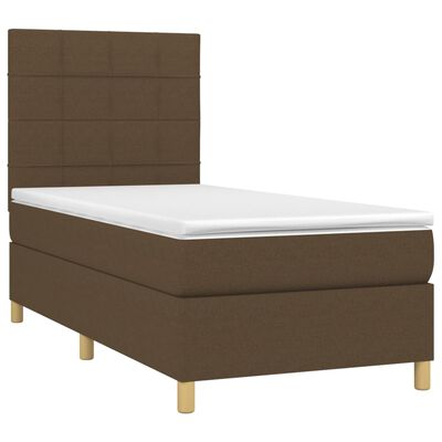 vidaXL Box spring postel s matrací a LED tmavě hnědá 100x200 cm textil