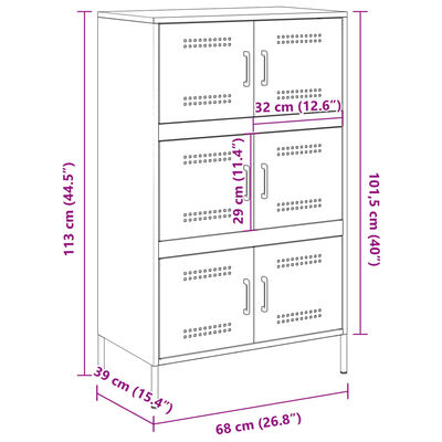 vidaXL Skříň highboard hořčicově žlutá 68 x 39 x 113 cm ocel