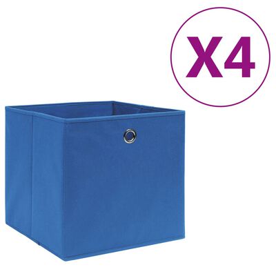 vidaXL Úložné boxy 4 ks netkaná textilie 28 x 28 x 28 cm modré