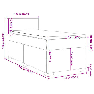 vidaXL Box spring postel s matrací krémová 100 x 200 cm textil