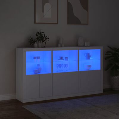 vidaXL Příborník s LED osvětlením bílý 181,5 x 37 x 100 cm