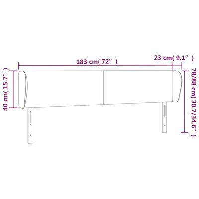 vidaXL Čelo postele typu ušák modré 183x23x78/88 cm textil