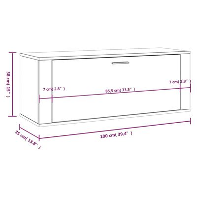 vidaXL Nástěnný botník černý 100 x 35 x 38 cm kompozitní dřevo