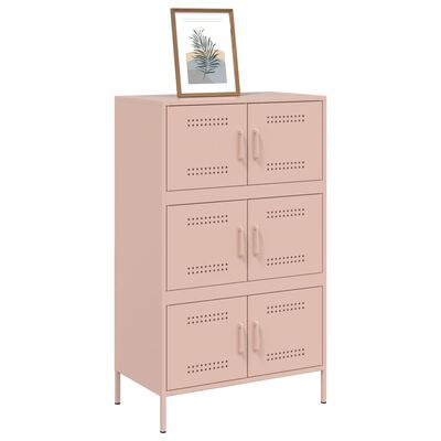 vidaXL Skříň highboard růžová 68 x 39 x 113 cm ocel