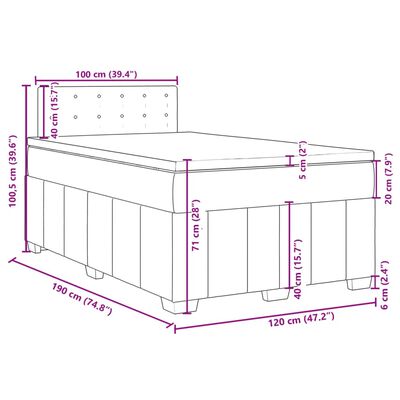 vidaXL Box spring postel s matrací tmavě šedá 120x190 cm textil