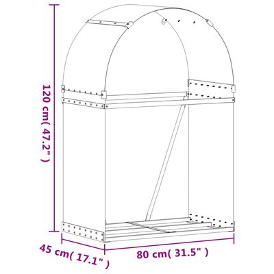 vidaXL Stojan na dřevo zelený 80 x 45 x 120 cm pozinkovaná ocel