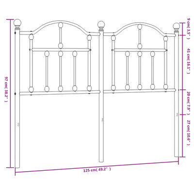 vidaXL Kovové čelo postele bílé 120 cm