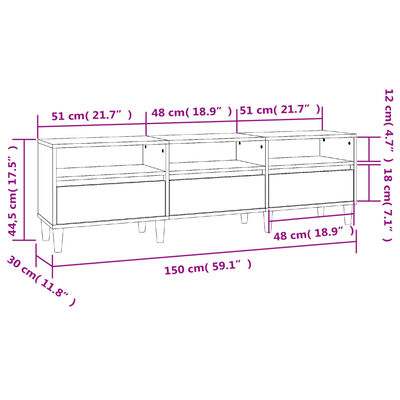 vidaXL TV skříňka černá 150 x 30 x 44,5 cm kompozitní dřevo