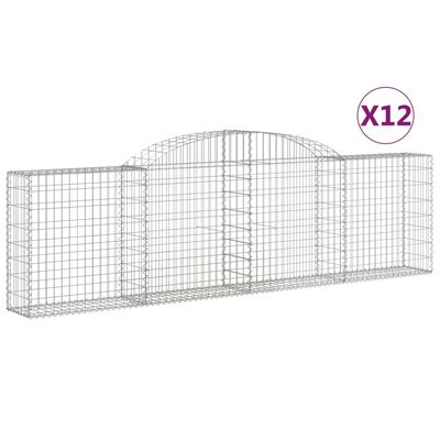 vidaXL Klenuté gabionové koše 12ks 300x30x80/100 cm pozinkované železo