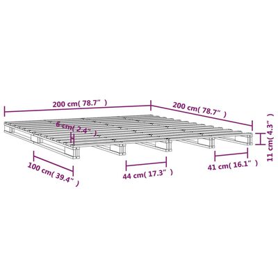 vidaXL Postel z palet bílá 200 x 200 cm masivní borové dřevo